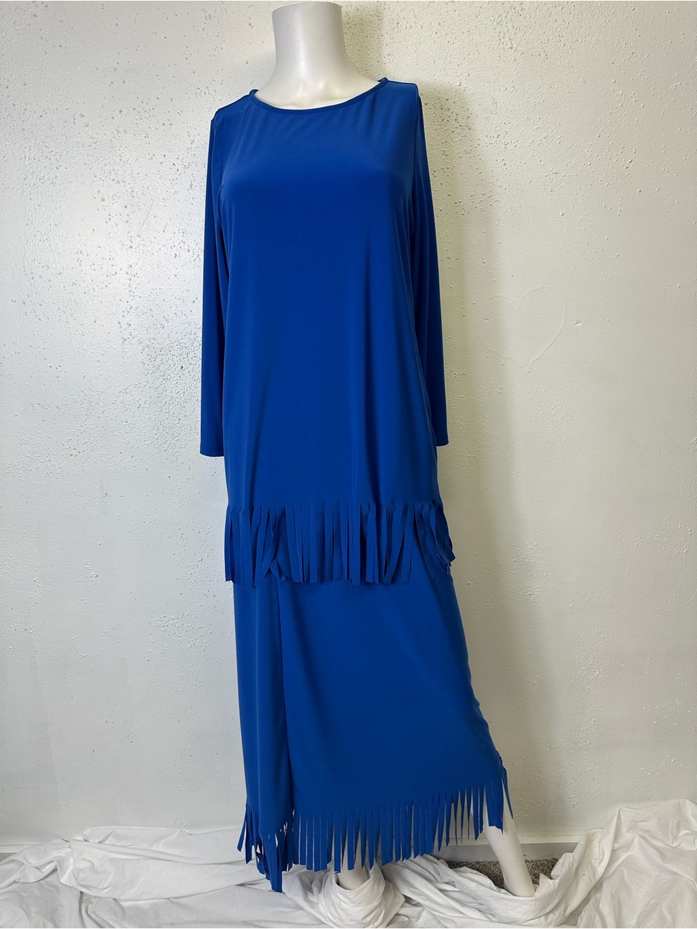 VINTAGE ANTTHONY ORIGINALS 2-PIECE FRINGE SET – ROYAL BLUE NWT SMALL
